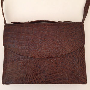 Vintage Brown Embossed Crocodile Handbag/Crossbody